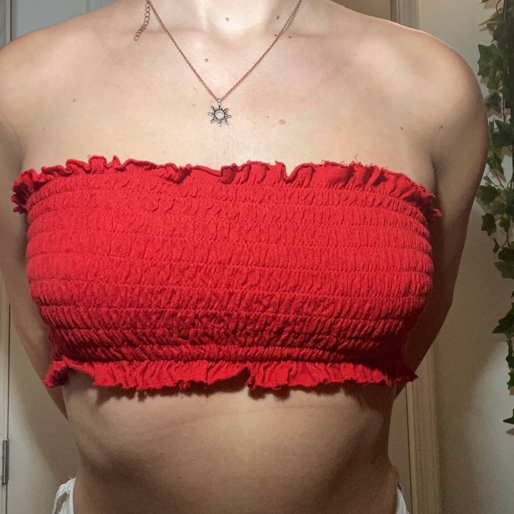 Red Ruffled Tube Top